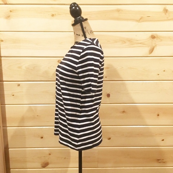 Navy & White Striped Gap T Shirt Back Zipper Small - Picture 3 of 6